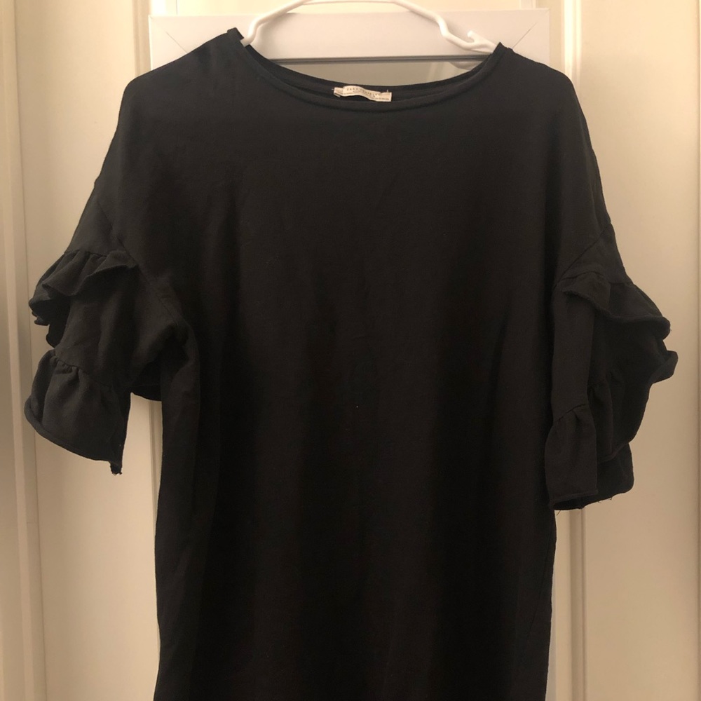 Zara Shirt Dress Black Flowy